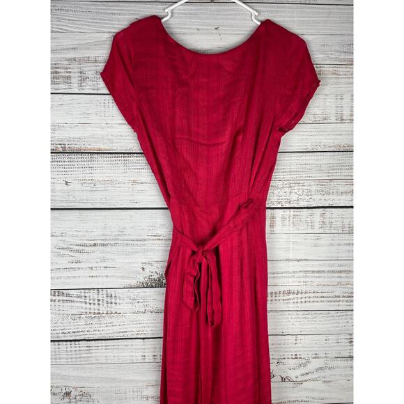 L*Space Goa Dress Red Pink XS Maxi Wrap Swim Coverup Resort Beachy Gauzy Coastal - Picture 7 of 12